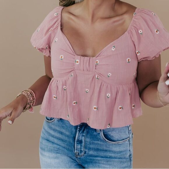 Love Riche Tops - FLORAL MOMENT BLOUSE, BLUSH‎